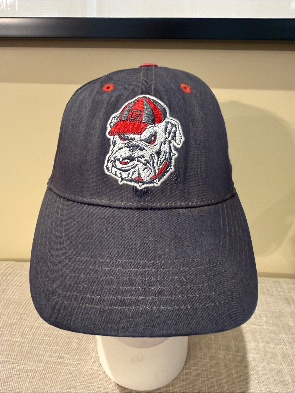 Georgia Bulldogs Baseball Hat Dark Wash Denim Bulldog Cap OSFA